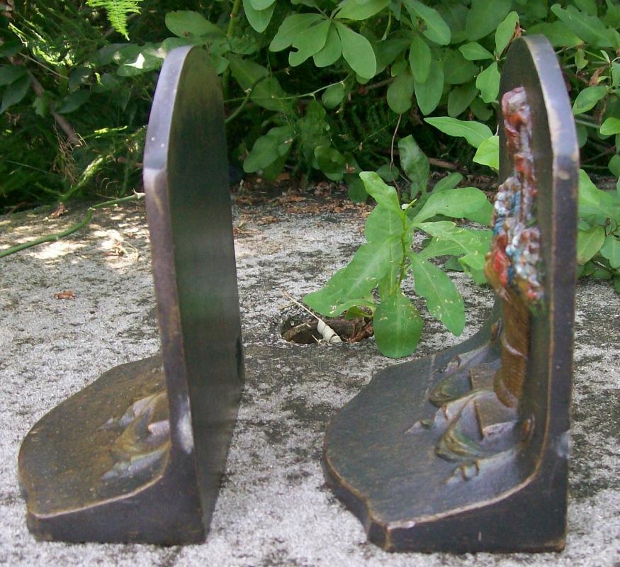 Bradley & Hubbard Cast Iron Bookends: Flower Basket