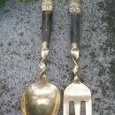 Brass/Bronze Salad Fork & Spoon Set: Thailand