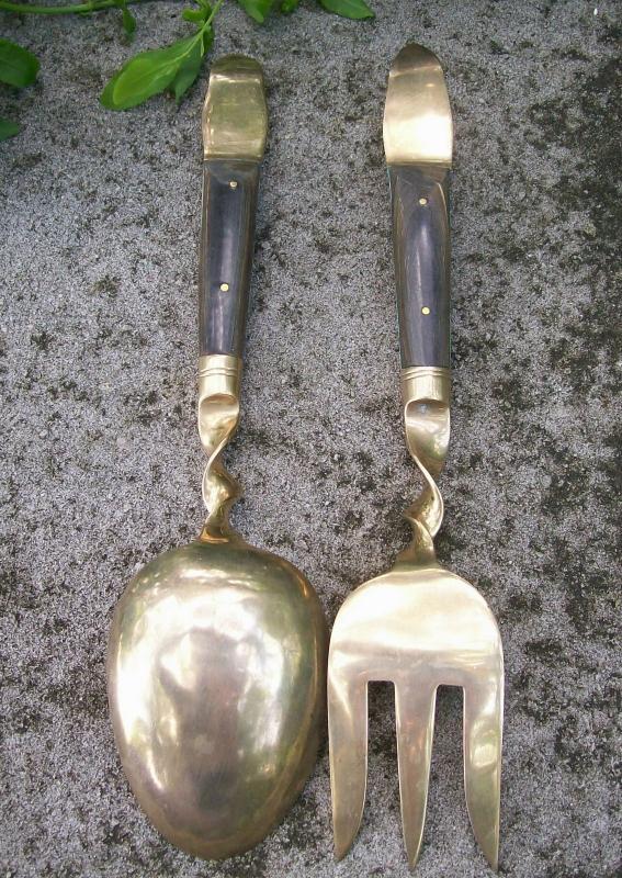 Brass/Bronze Salad Fork & Spoon Set: Thailand