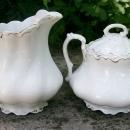 Johnson Brothers White & Gold Ceramic Cream & Sugar Set J6209 Ca. 1907
