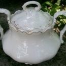 Johnson Brothers White & Gold Ceramic Cream & Sugar Set J6209 Ca. 1907