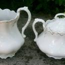 Johnson Brothers White & Gold Ceramic Cream & Sugar Set J6209 Ca. 1907