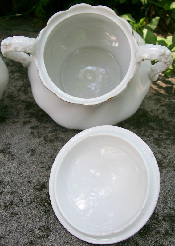 Johnson Brothers White & Gold Ceramic Cream & Sugar Set J6209 Ca. 1907