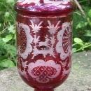 Egermann Bohemian Pokal/Covered Candy: Ruby-cut-to-clear