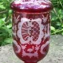 Egermann Bohemian Pokal/Covered Candy: Ruby-cut-to-clear