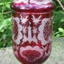 Egermann Bohemian Pokal/Covered Candy: Ruby-cut-to-clear