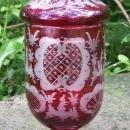 Egermann Bohemian Pokal/Covered Candy: Ruby-cut-to-clear