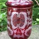 Egermann Bohemian Pokal/Covered Candy: Ruby-cut-to-clear