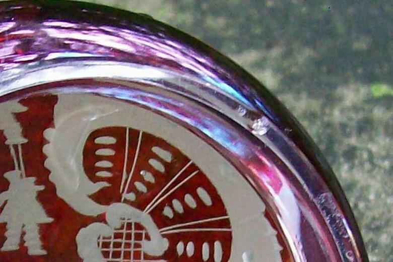 Egermann Bohemian Pokal/Covered Candy: Ruby-cut-to-clear