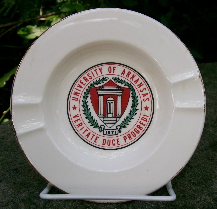 University of Arkansas Ceramic Ashtray 1970's Advertising 5.5