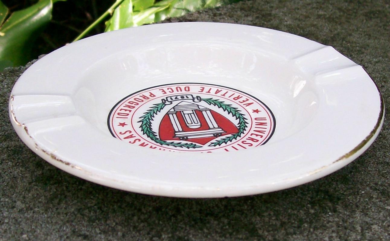 University of Arkansas Ceramic Ashtray 1970's Advertising 5.5