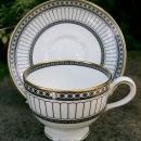 Wedgwood Bone China Colonnade Footed Cup & Saucer Black & White R4340