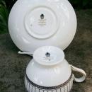 Wedgwood Bone China Colonnade Footed Cup & Saucer Black & White R4340
