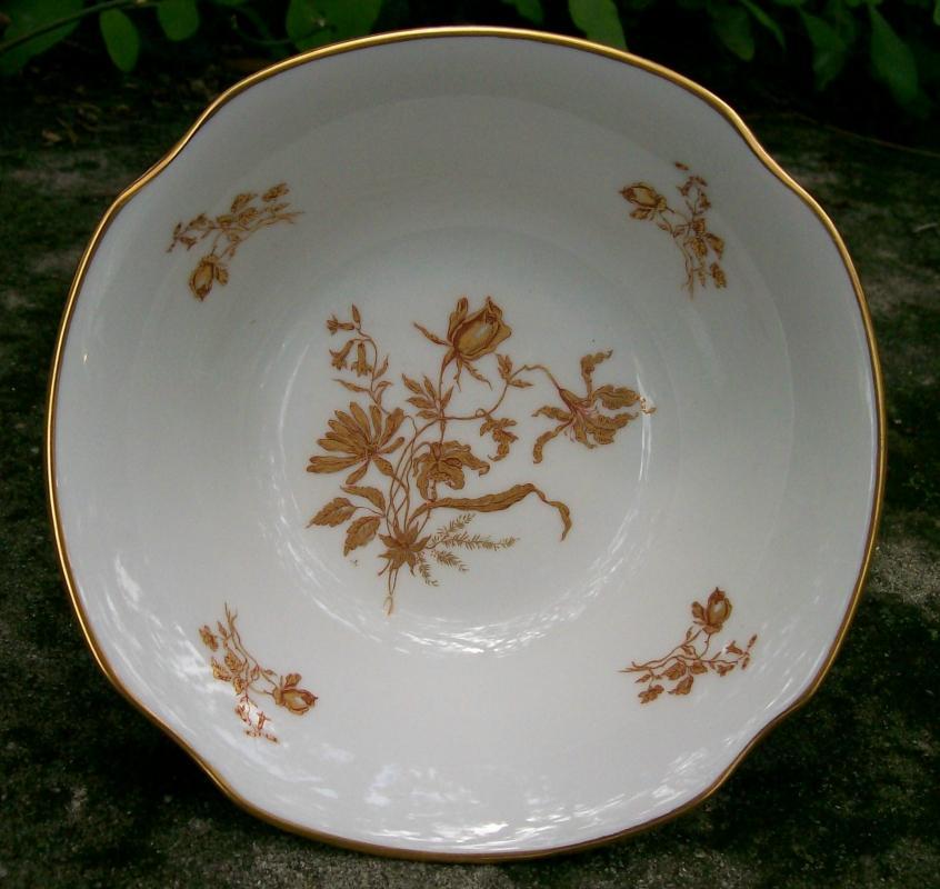 Limoges France Porcelain Pedestal Bowl Gold Floral 3.25