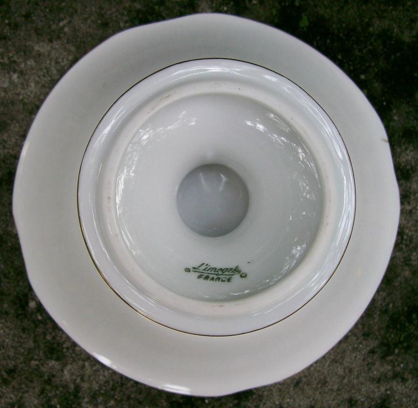 Limoges France Porcelain Pedestal Bowl Gold Floral 3.25