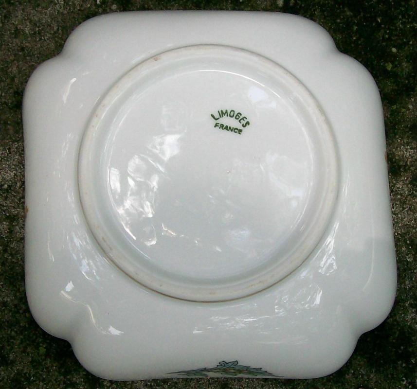 Haviland Limoges Chinese Thistle Square Porcelain Bowl Floral Transfer 4.5