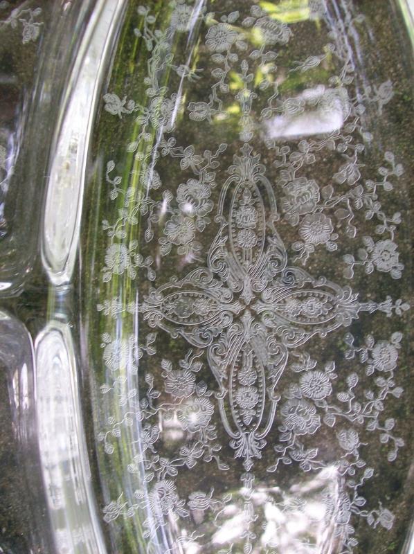 Cambridge Glass Rose Point 5-Part Celery & Relish #3400/67
