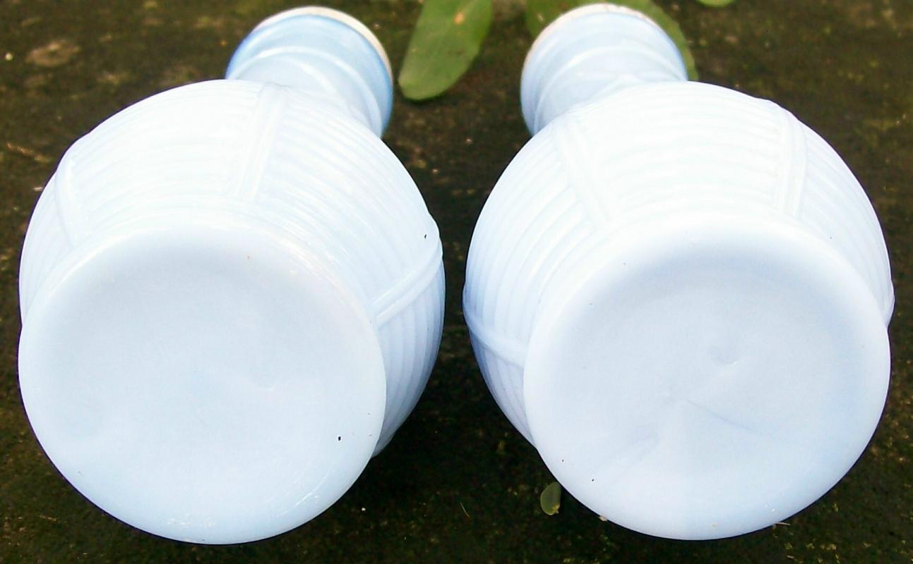 Jeannette Delphite Blue Salt & Pepper Shakers: Molded Chianti Bottle Shape