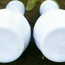 Jeannette Delphite Blue Salt & Pepper Shakers: Molded Chianti Bottle Shape