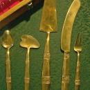 Bangkok Thailand Brass Dessert Flatware with Wooden Box 18 Pc. Set