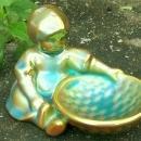 Zsolnay Pottery Eosin Girl with Basket Figurine 1968+ Sinko Pecs Hungary