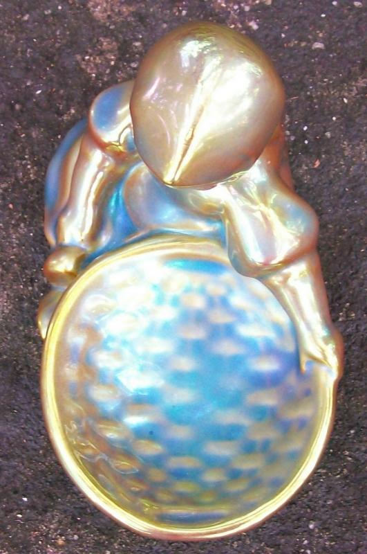 Zsolnay Pottery Eosin Girl with Basket Figurine 1968+ Sinko Pecs Hungary