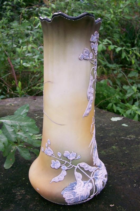 Noritake Nippon Praying Mantis Ceramic Tankard Moriage Decoration 10.5