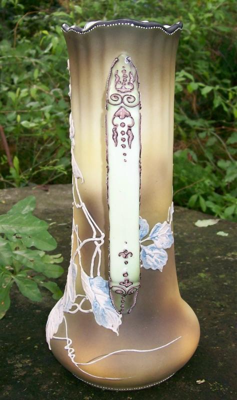 Noritake Nippon Praying Mantis Ceramic Tankard Moriage Decoration 10.5