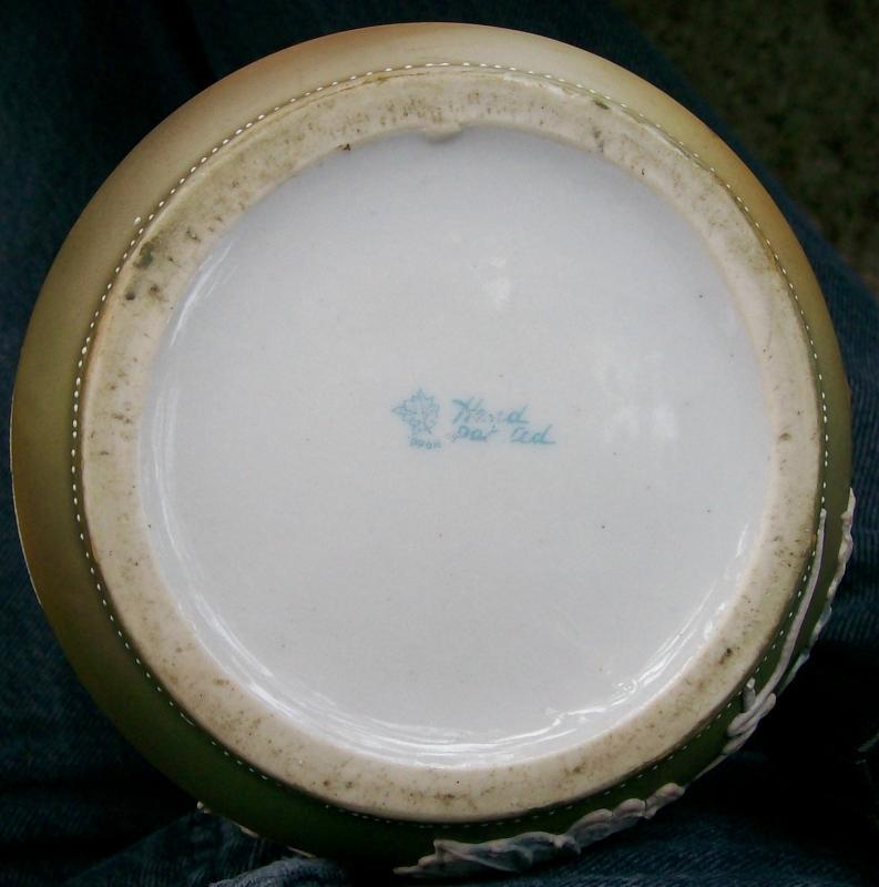 Noritake Nippon Praying Mantis Ceramic Tankard Moriage Decoration 10.5