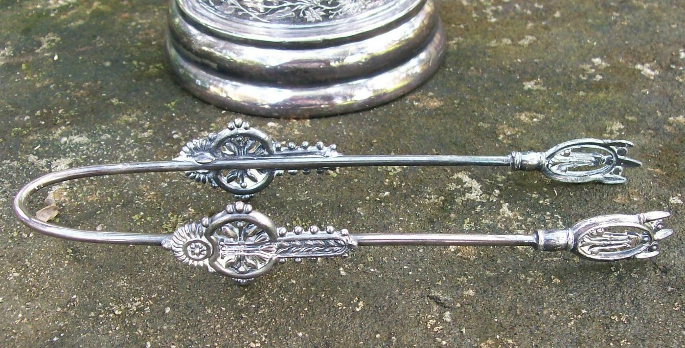 Victorian Silver-plate Pickle Castor Set 4-Piece: Parrot/Grasshopper