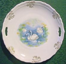 Swan Decal Cake Plate: Early 1900's