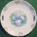 Swan Decal Cake Plate: Early 1900's