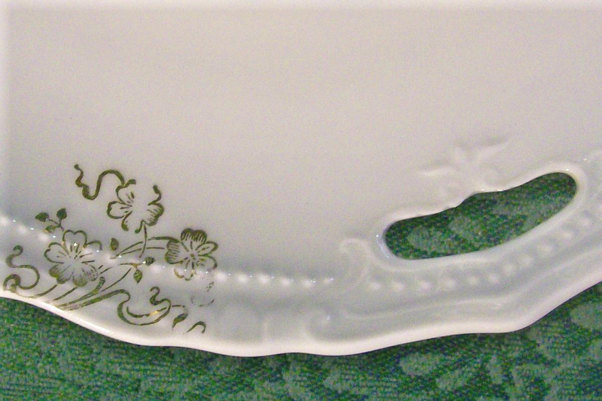 Swan Decal Porcelain Cake Plate Early 1900's 9.25