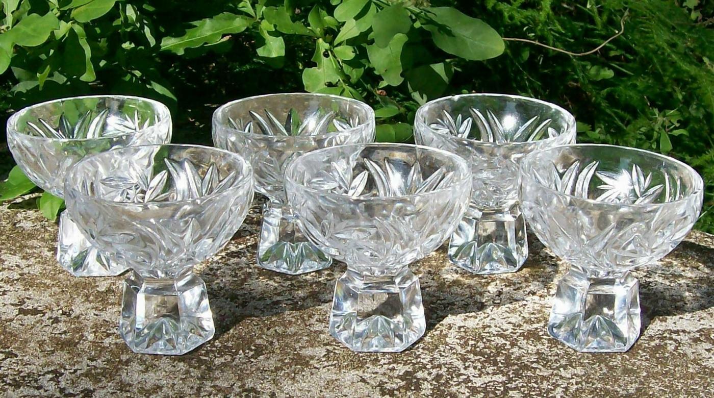 Lead Crystal Salt Cellar Set: Hexagonal Pedestal Base