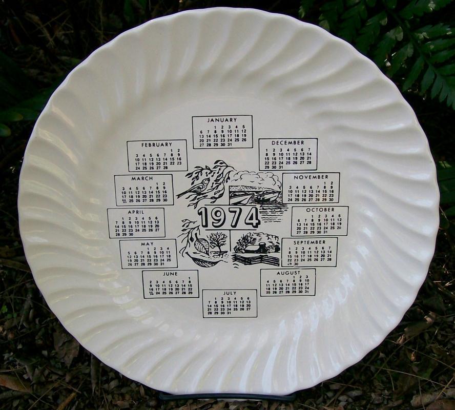 1974 Ceramic Calendar Plate Black & White Seasons 10