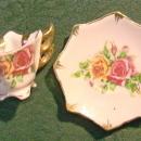 Enesco/Japan Miniature Ceramic Cup & Saucer: Octagon with Roses