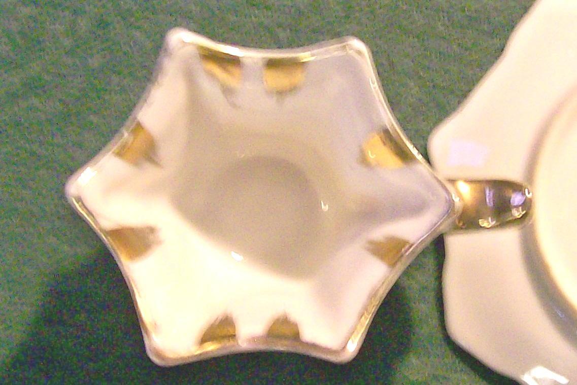 Enesco/Japan Miniature Ceramic Cup & Saucer: Octagon with Roses