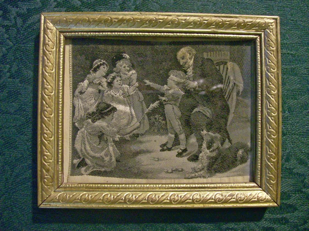 Stevengraph Woven Silk Children Playing Blind Man's Bluff B&W 3