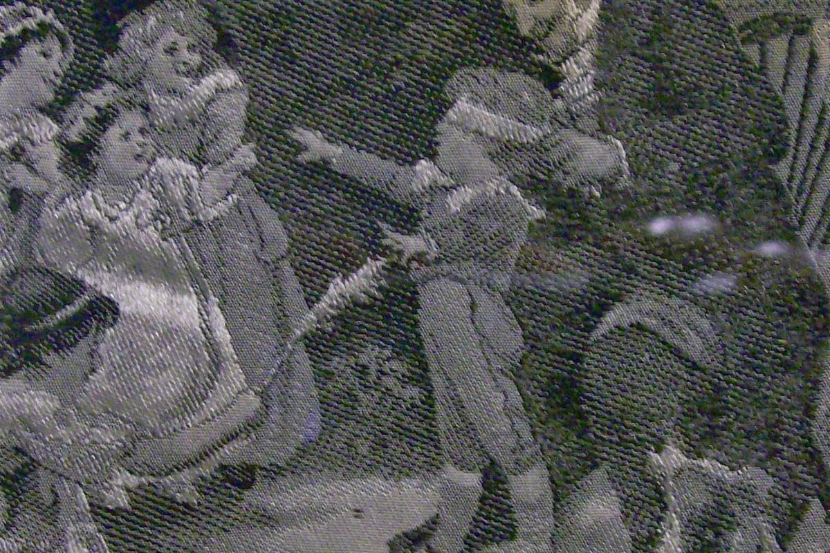 Stevengraph Woven Silk Children Playing Blind Man's Bluff B&W 3
