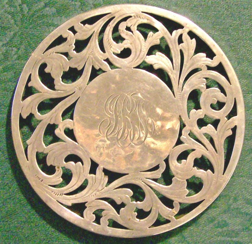 Merrill Shops Sterling Silver Trivet with Monogram