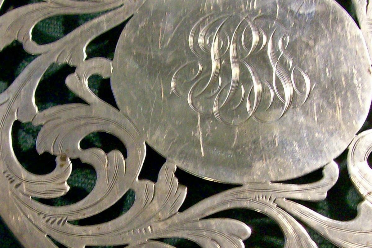 Merrill Shops Sterling Silver Trivet with Monogram