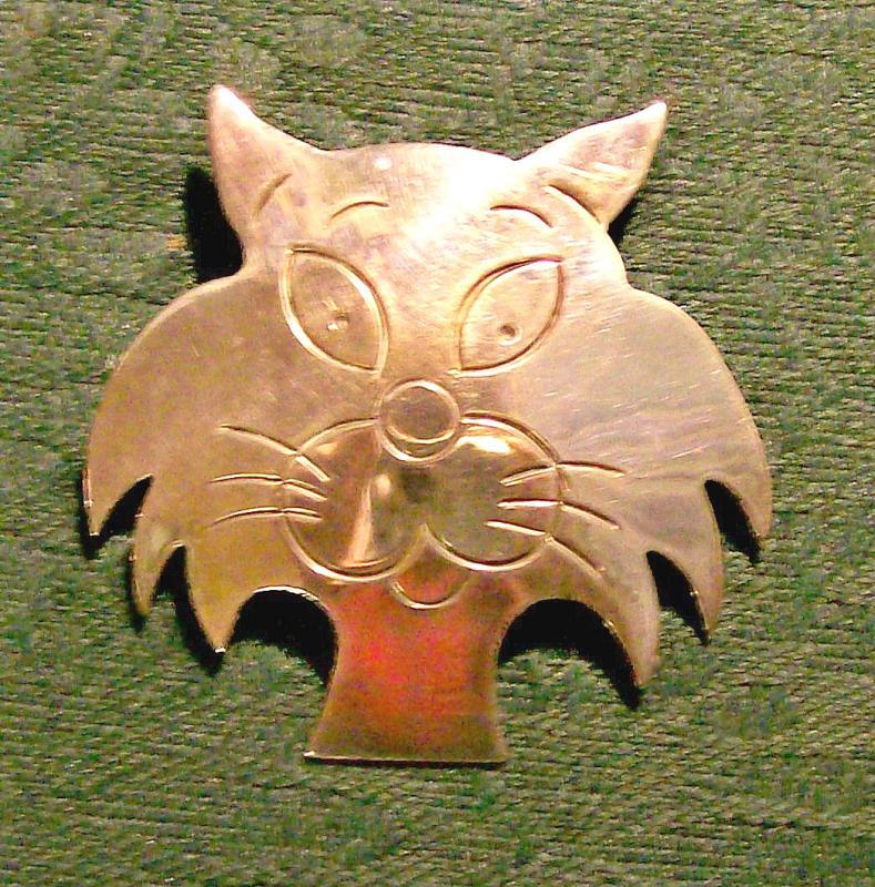 Taxco Mexican Silver Comical Cat Pendant/Brooch