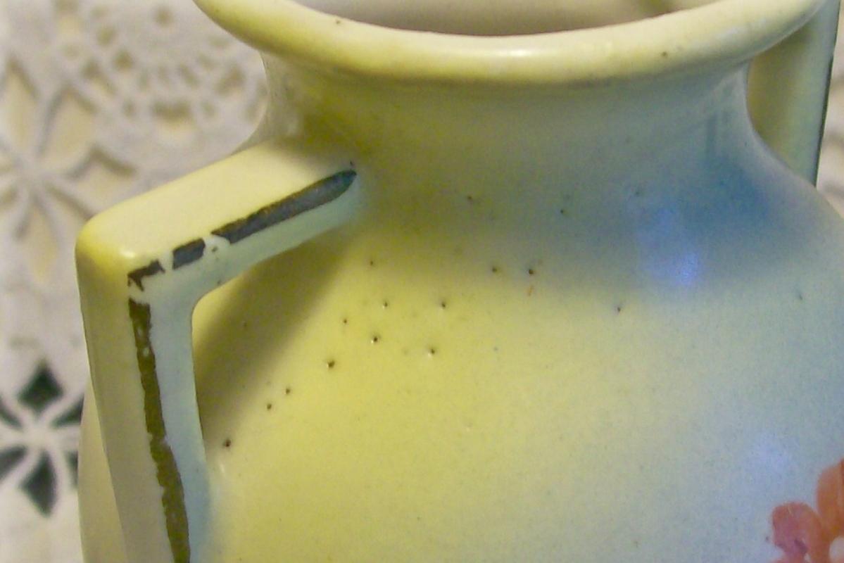 Czechoslovakian Ceramic Vase with Poppy Decal Ca. 1930's 5.25