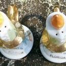 Florida Souvenir Ceramic Salt & Pepper Shakers Colonialware Flaming Candlesticks