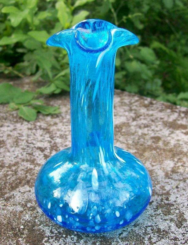Pilgrim Spatter Glass Pitcher in Blue