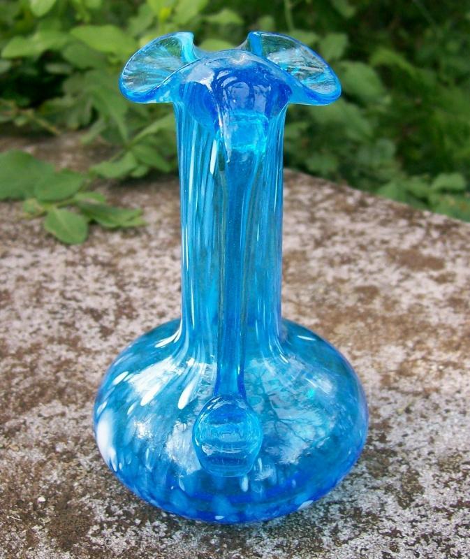 Pilgrim Spatter Glass Pitcher in Blue