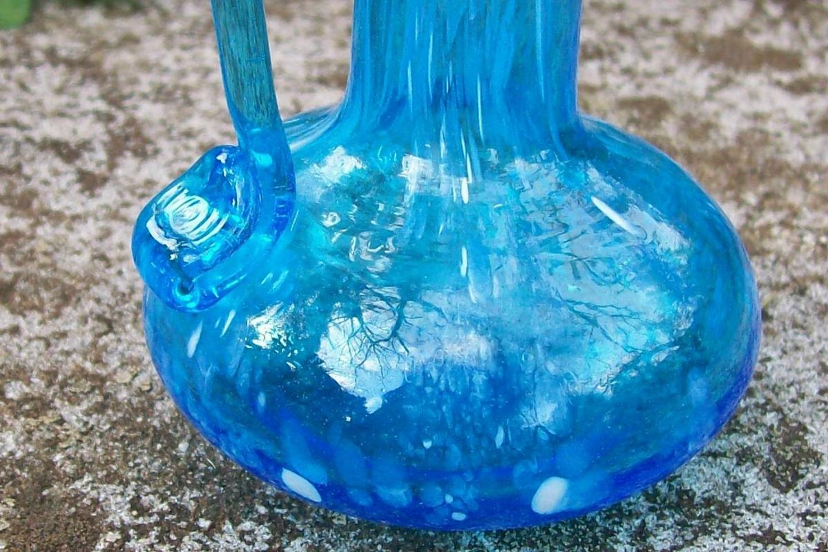 Pilgrim Spatter Glass Pitcher in Blue