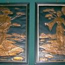 Brenholtz Stamped Copper Prints Asian Man / Woman Pair Ca. 1950's Framed
