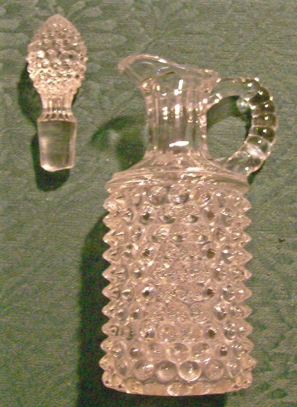 Albany Model Flint Clear Glass Dew Drop Cruet with Stopper 1890's