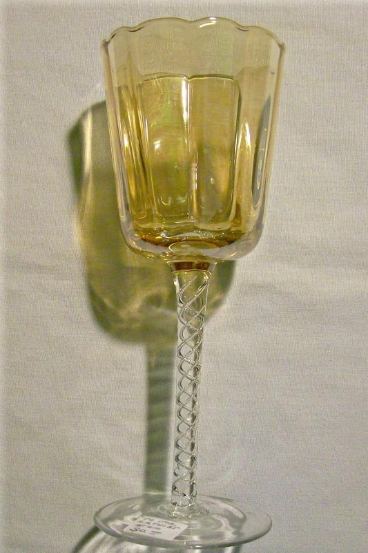 Carnival Glass Goblet with Airtwist Stem